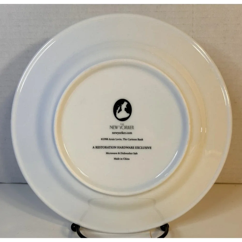 The New Yorker Restoration Hardware Wine Theme Cartoon Porcelain Salad Plate 8